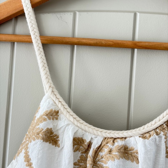 Impressions Boutique Palm Tree Embroidered Cotton Midi Dress Rope Straps Size M - Picture 9 of 14